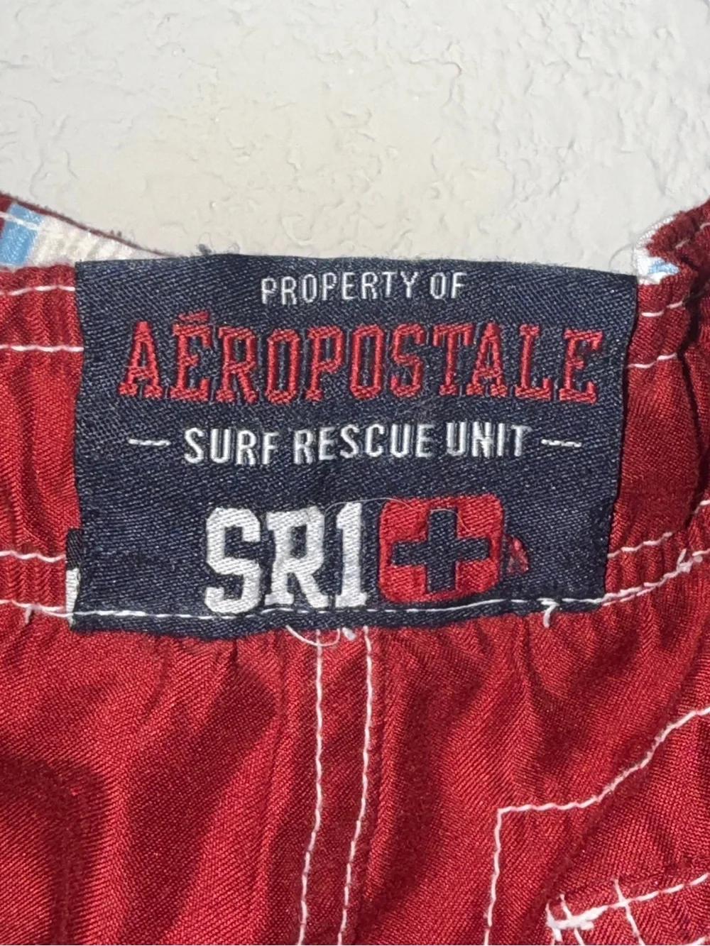 Vintage Aeropostale Surf Rescue Cargo Board Shorts Swim Trunks Red Size S